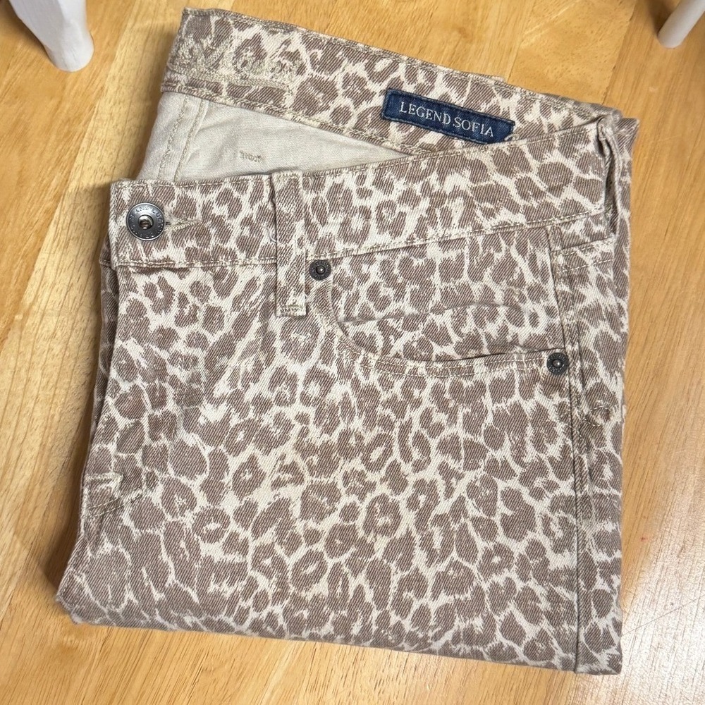 Lucky Brand Jeans Legend Sofia Skinny Tan Leopard Print Size 28 Slim Animal